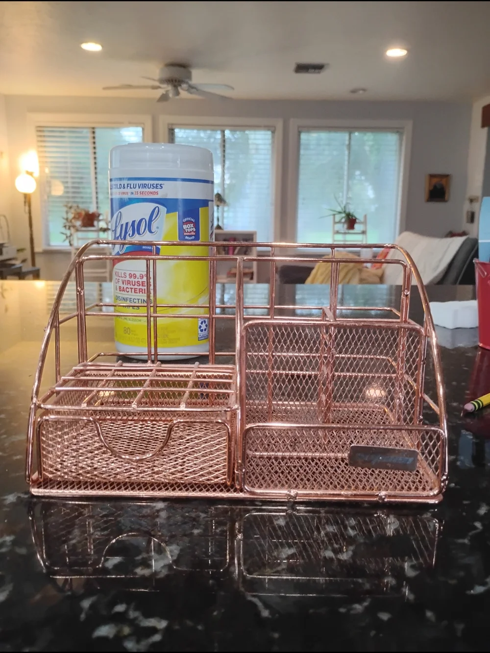 Rose Gold Mesh Desk Organizer